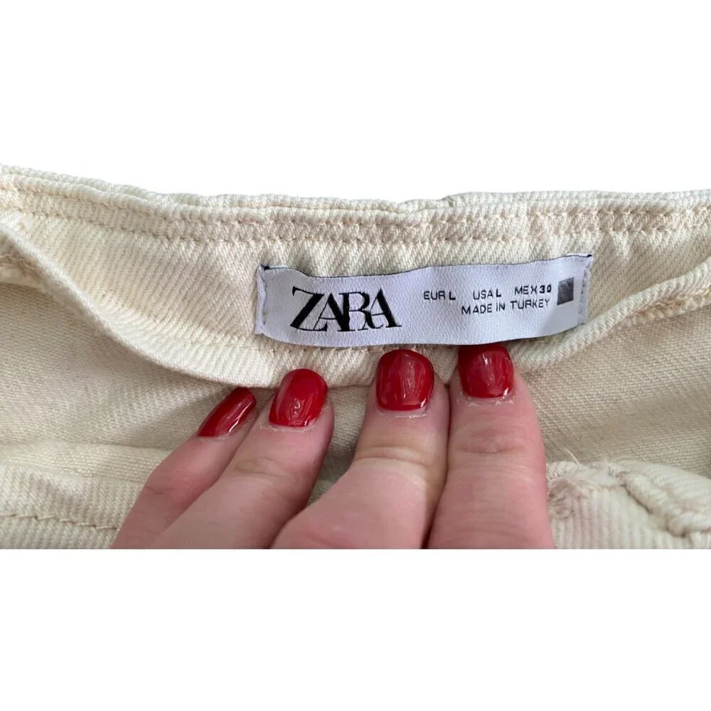 Zara Wrap Front Denim Skort Size Large White